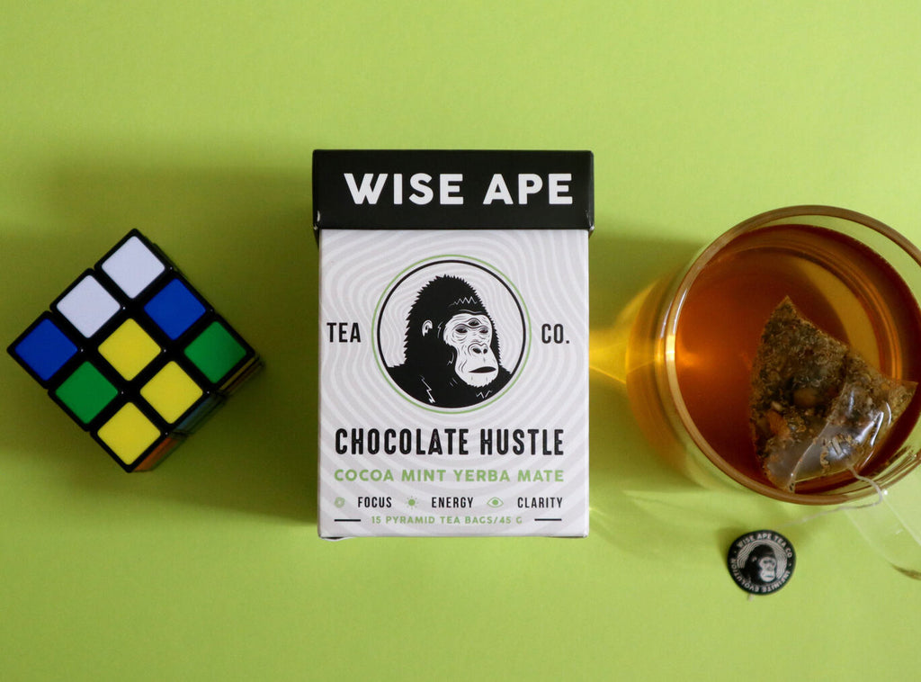 Yerba mate chocolate tea with adaptogenic herbs for focus
