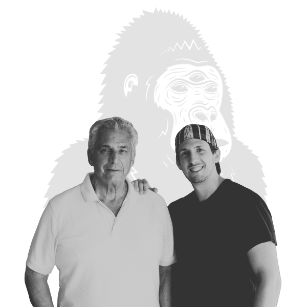 Wise Ape founder Joe Scola with his father, whose battle with cancer inspired the creation of organic adaptogenic teas focused on wellness, healing, and Infinite Evolution.