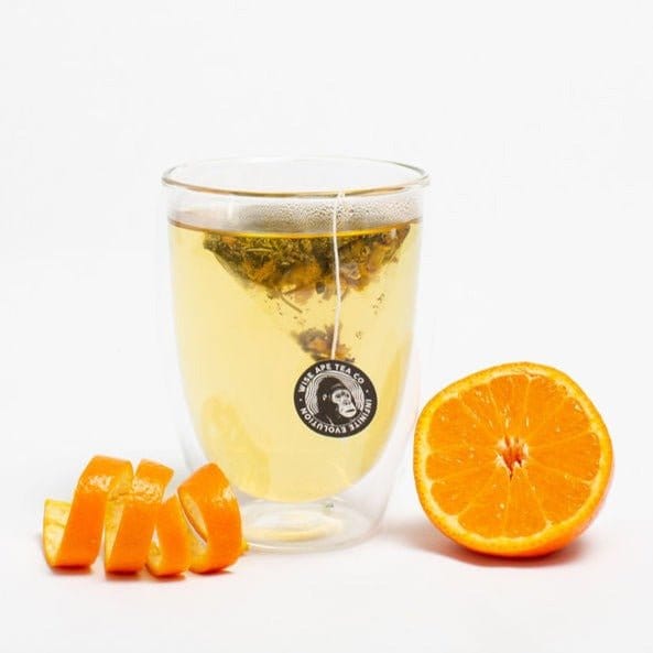 Orange Dreamsicle sleepytime tea with skullcap herb, valerian root, and chamomile for sleep